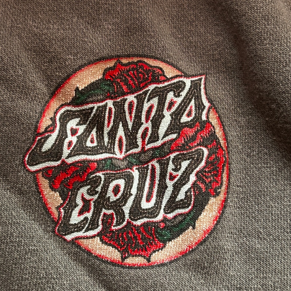 Santa Cruz Skateboards Gray and Red Crewneck Sweater